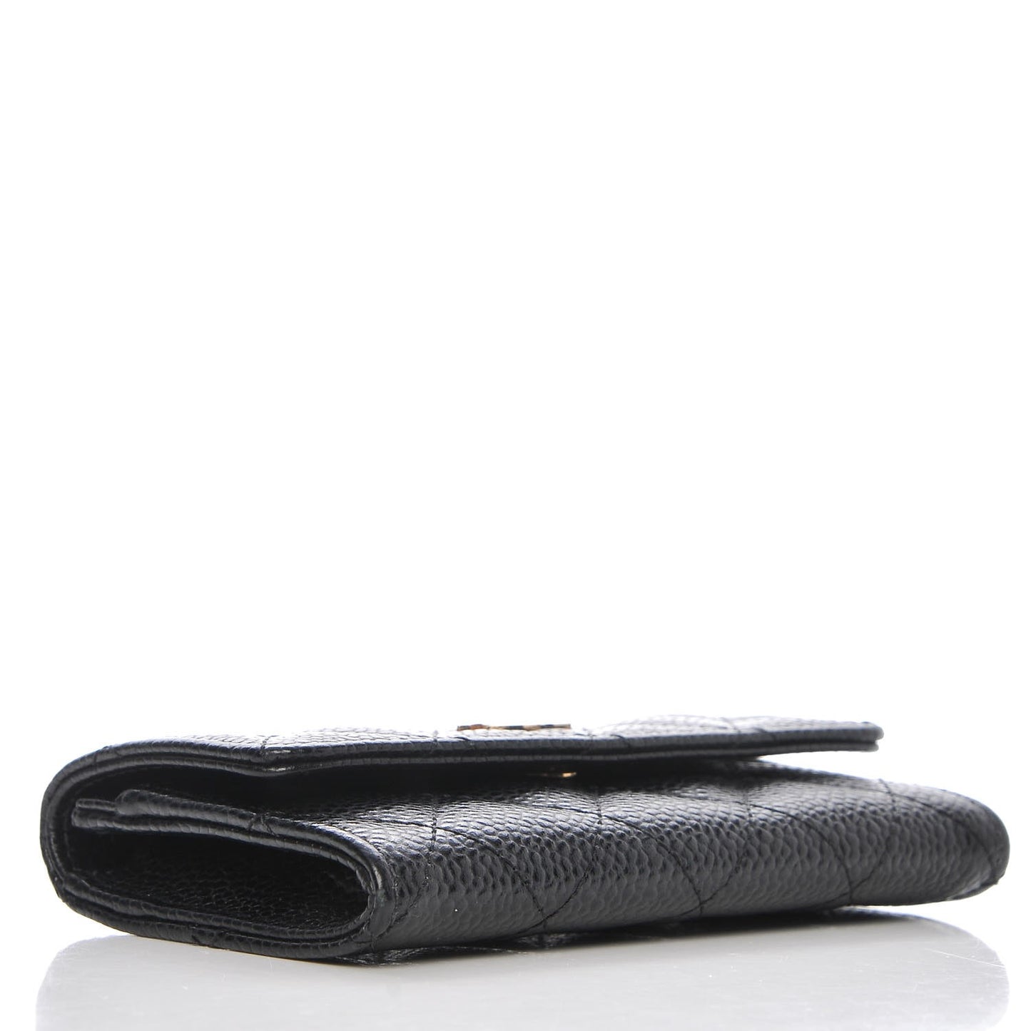 Caviar Quilted Flap Card Holder Black