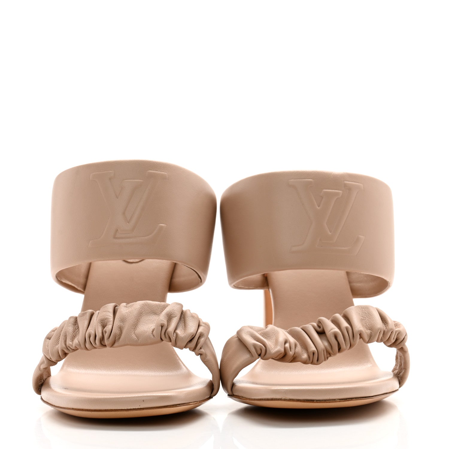 Louis Vuitton Lambskin Drapy Heel Mules 41 Beige 2 of 12