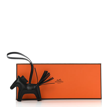 Hermes Milo Lambskin Lizard Touch Grigri Rodeo Horse Bag Charm PM So Black 5 of 5