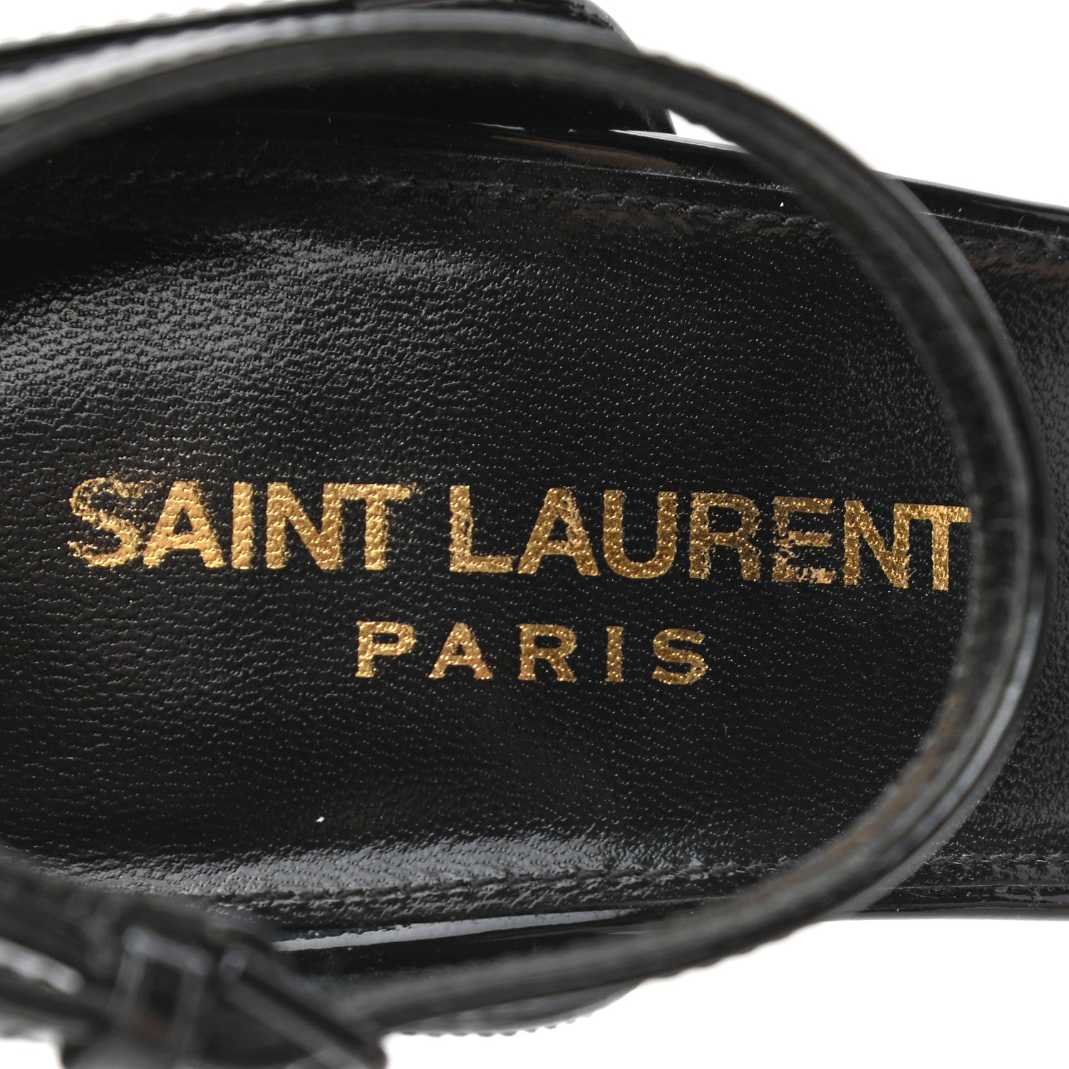 Saint Laurent Patent Calfskin Opyum 110 Sandals 37 Black Gold 7 of 11