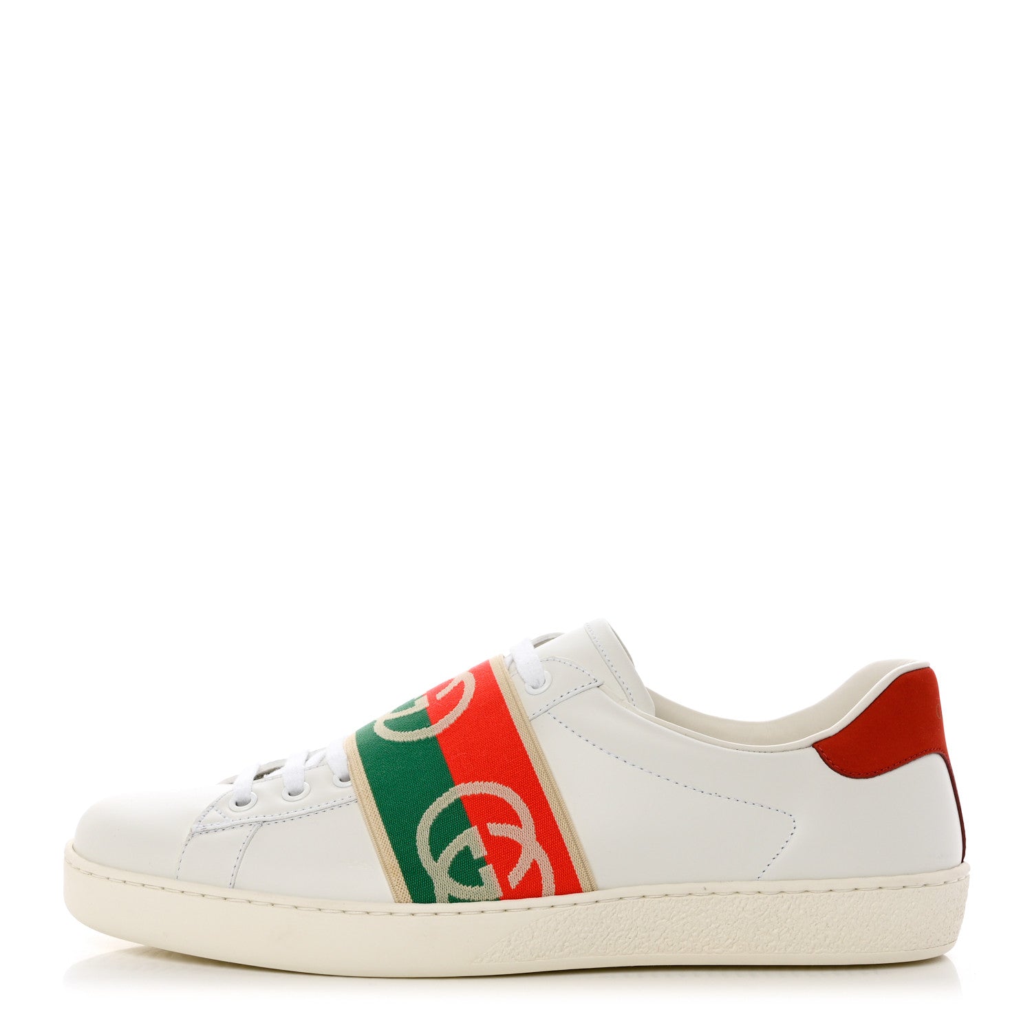Gucci Calfskin Web Interlocking G Mens Ace Sneakers 9 White 1 of 9