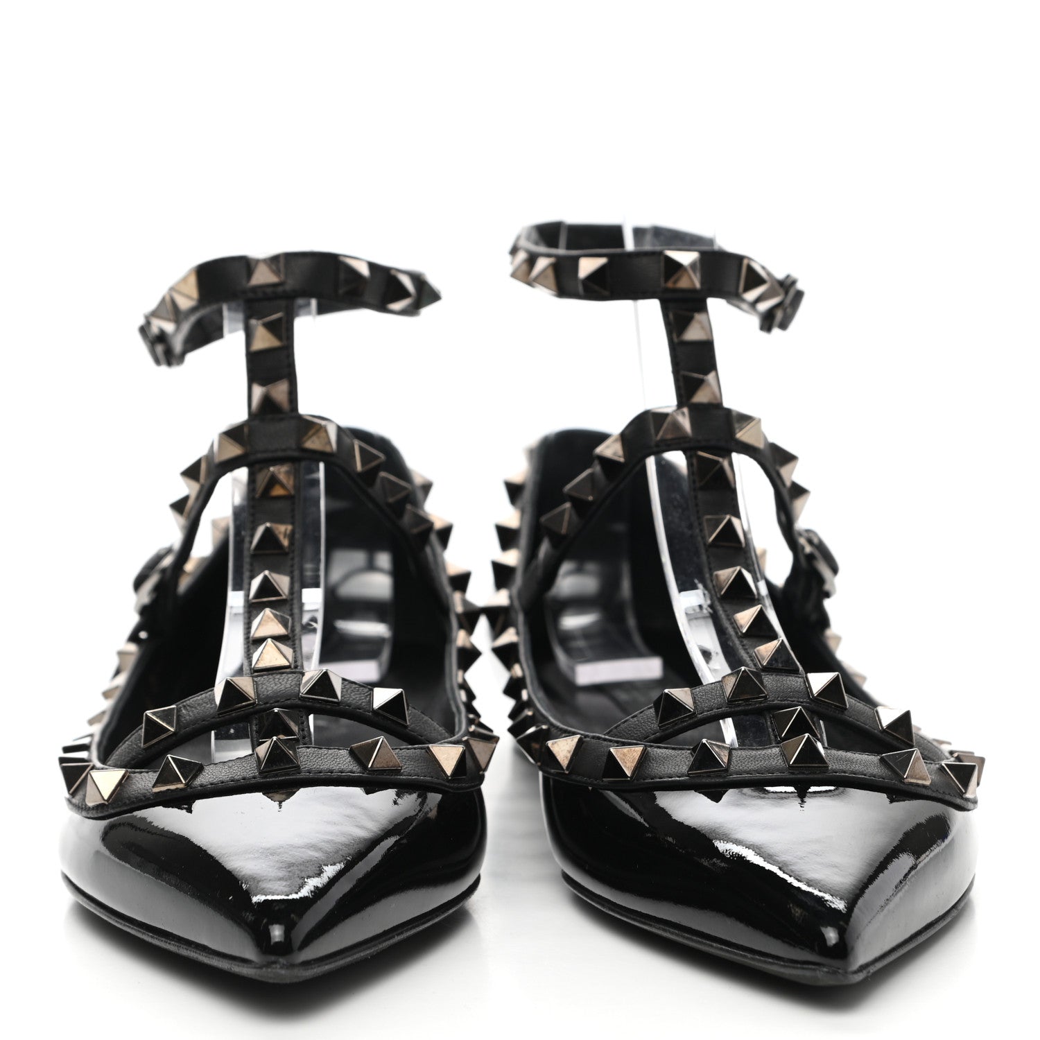 Valentino Garavani Patent Rockstud Cage Ballerina Flats 37.5 Black 2 of 8