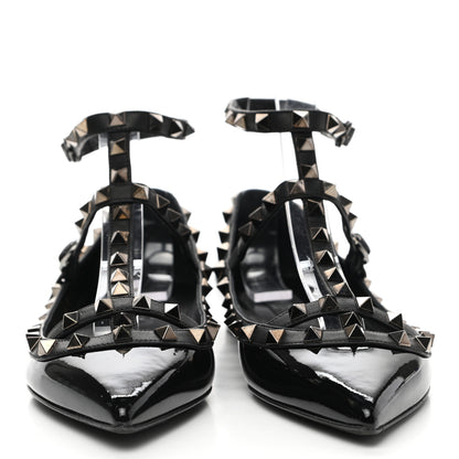Valentino Garavani Patent Rockstud Cage Ballerina Flats 37.5 Black 2 of 8