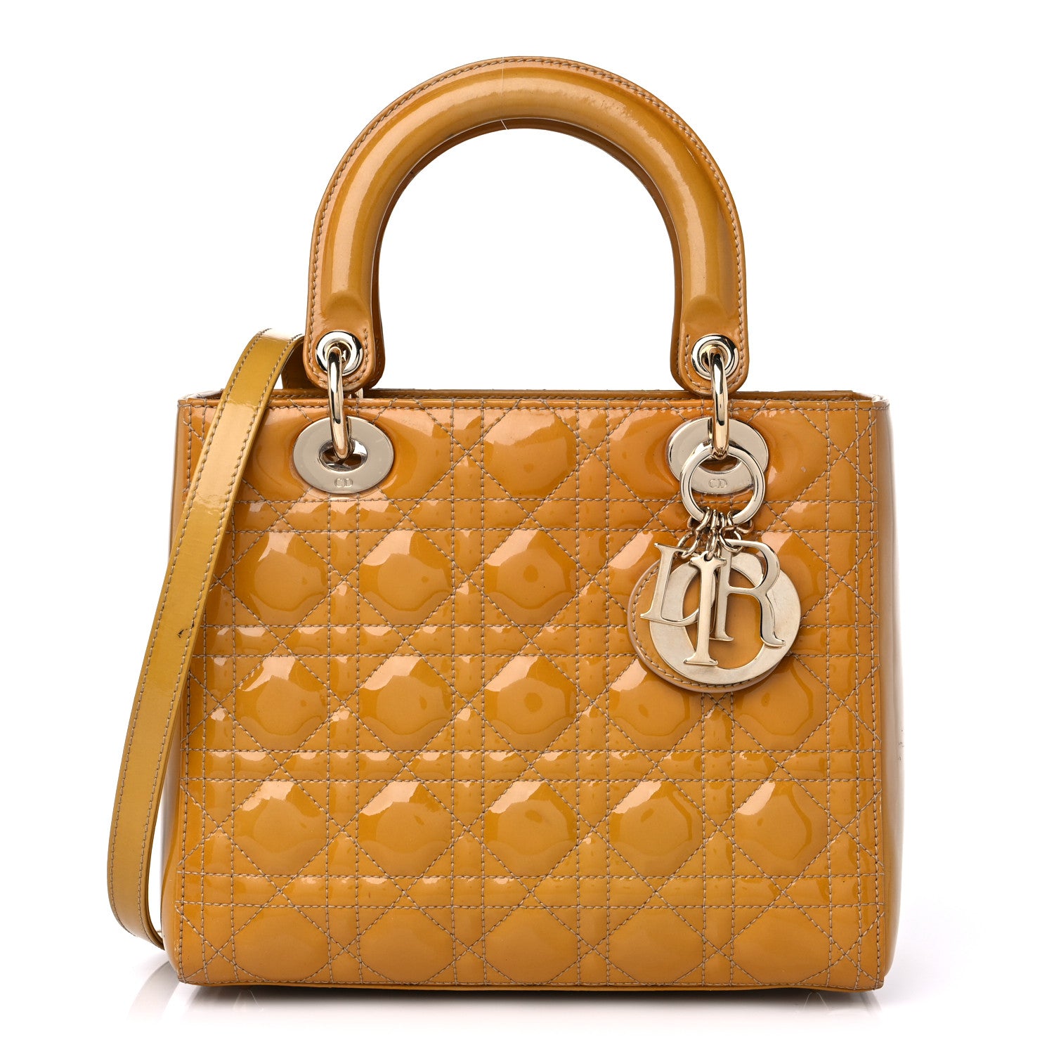 Christian Dior Patent Cannage Medium Lady Dior Beige 1 of 15