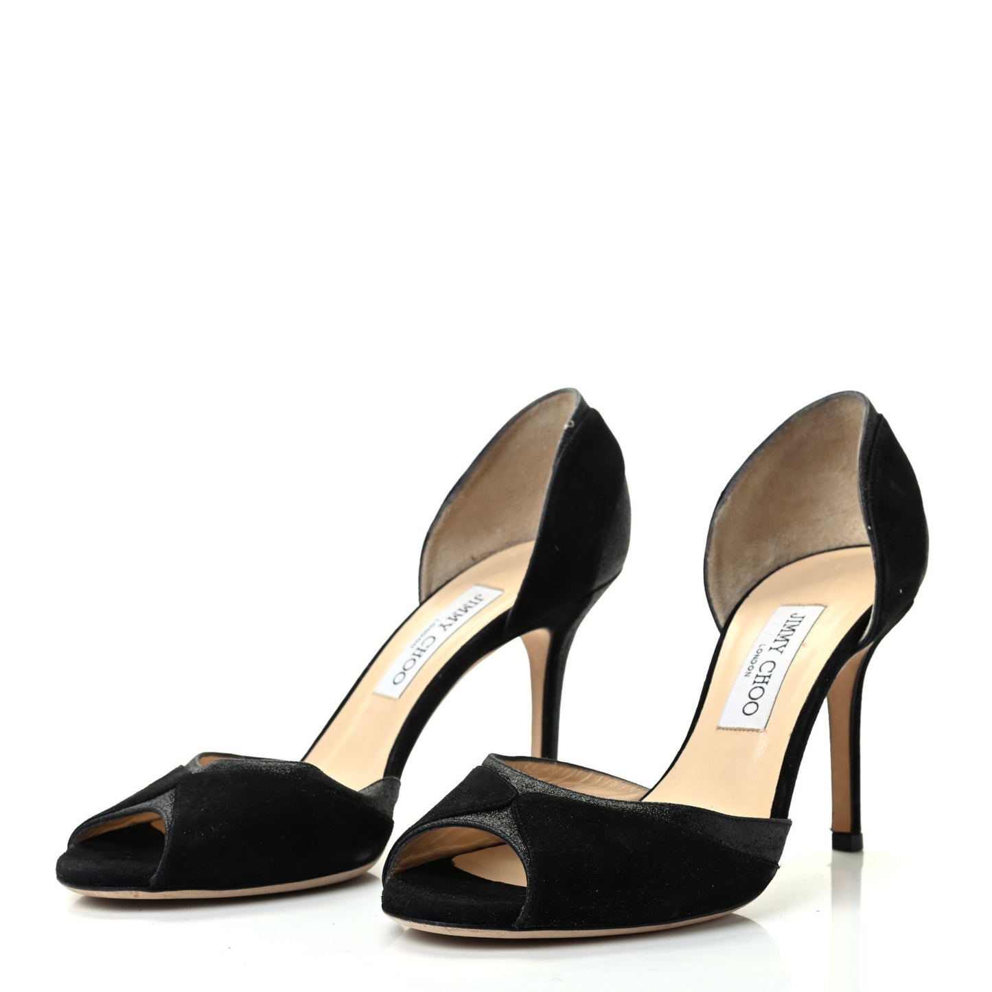 Suede Glitter Define D'Orsay Peep Toe Pumps 40 Black