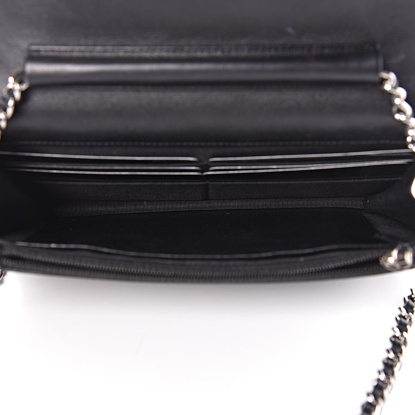Patent Quilted Wallet On Chain WOC Black