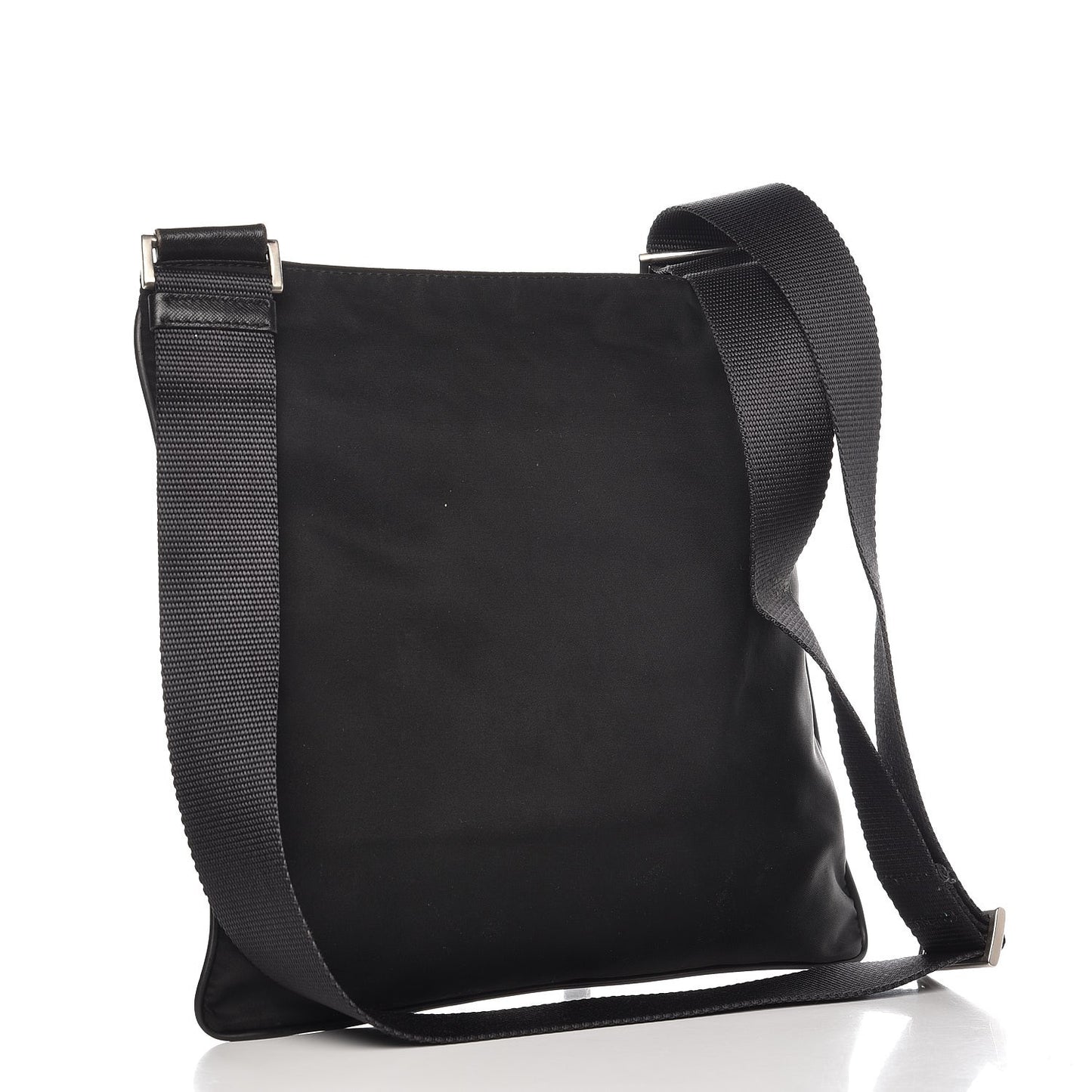 Nylon Flat Messenger Bag Black