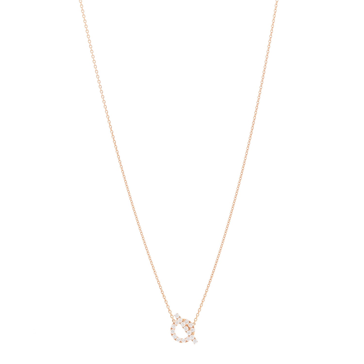 Hermes 18K Rose Gold Diamond Finesse Pendant Necklace 1 of 6