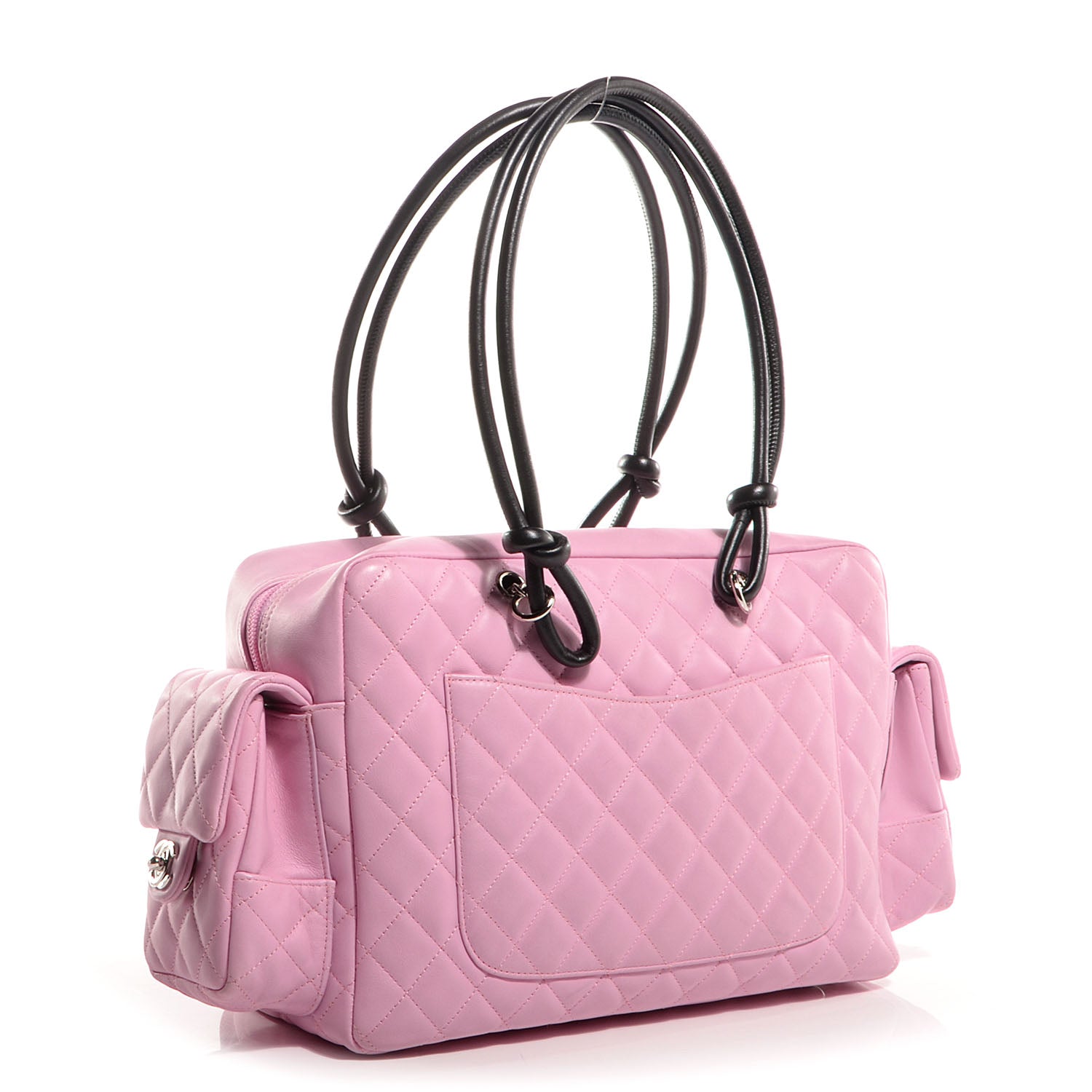 Chanel Calfskin Quilted Large Cambon Multipocket Reporter Pink Black 3 of 7