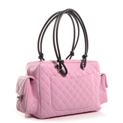 Chanel Calfskin Quilted Large Cambon Multipocket Reporter Pink Black 3 of 7