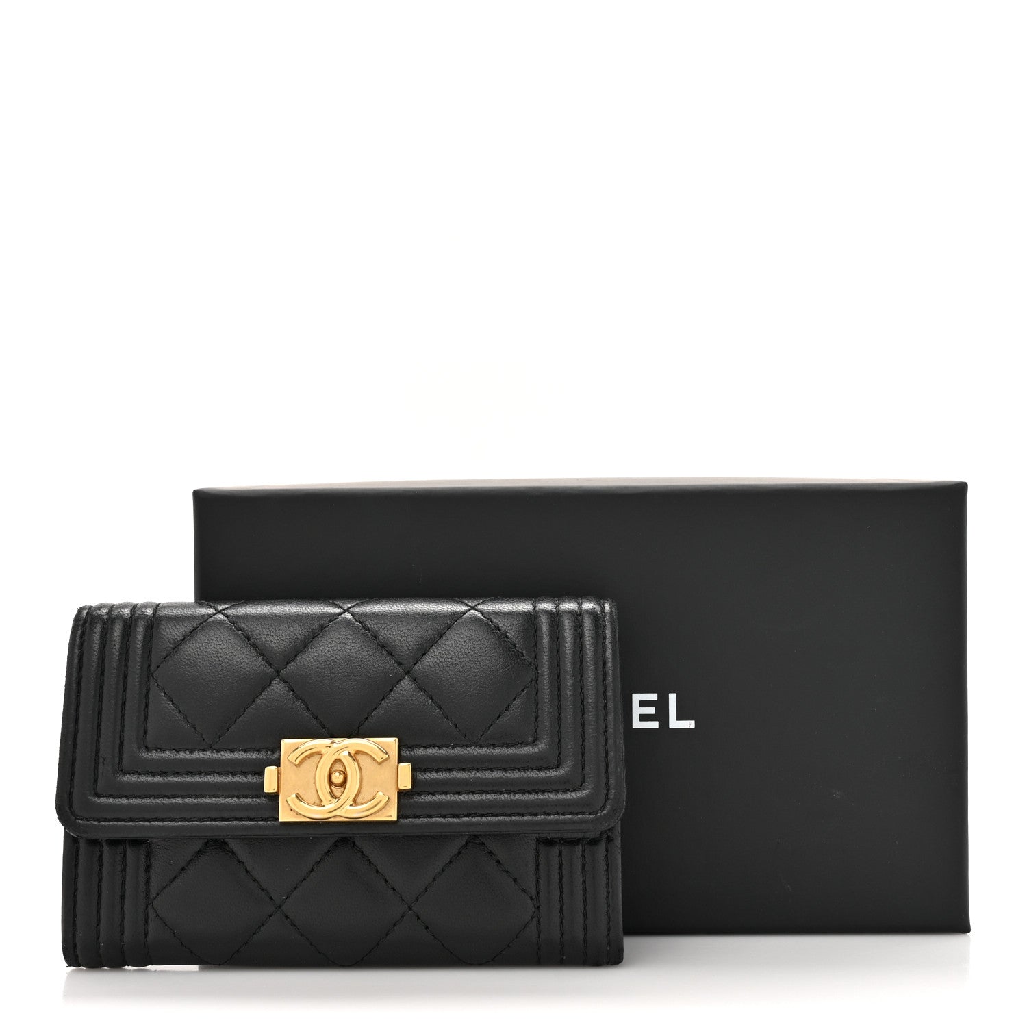 Chanel Lambskin Quilted Boy Flap Card Holder Black 12 of 12
