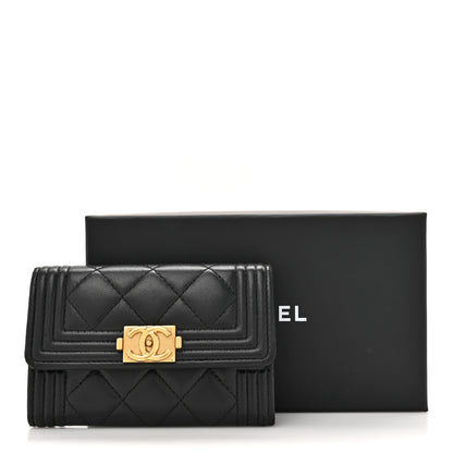 Chanel Lambskin Quilted Boy Flap Card Holder Black 12 of 12