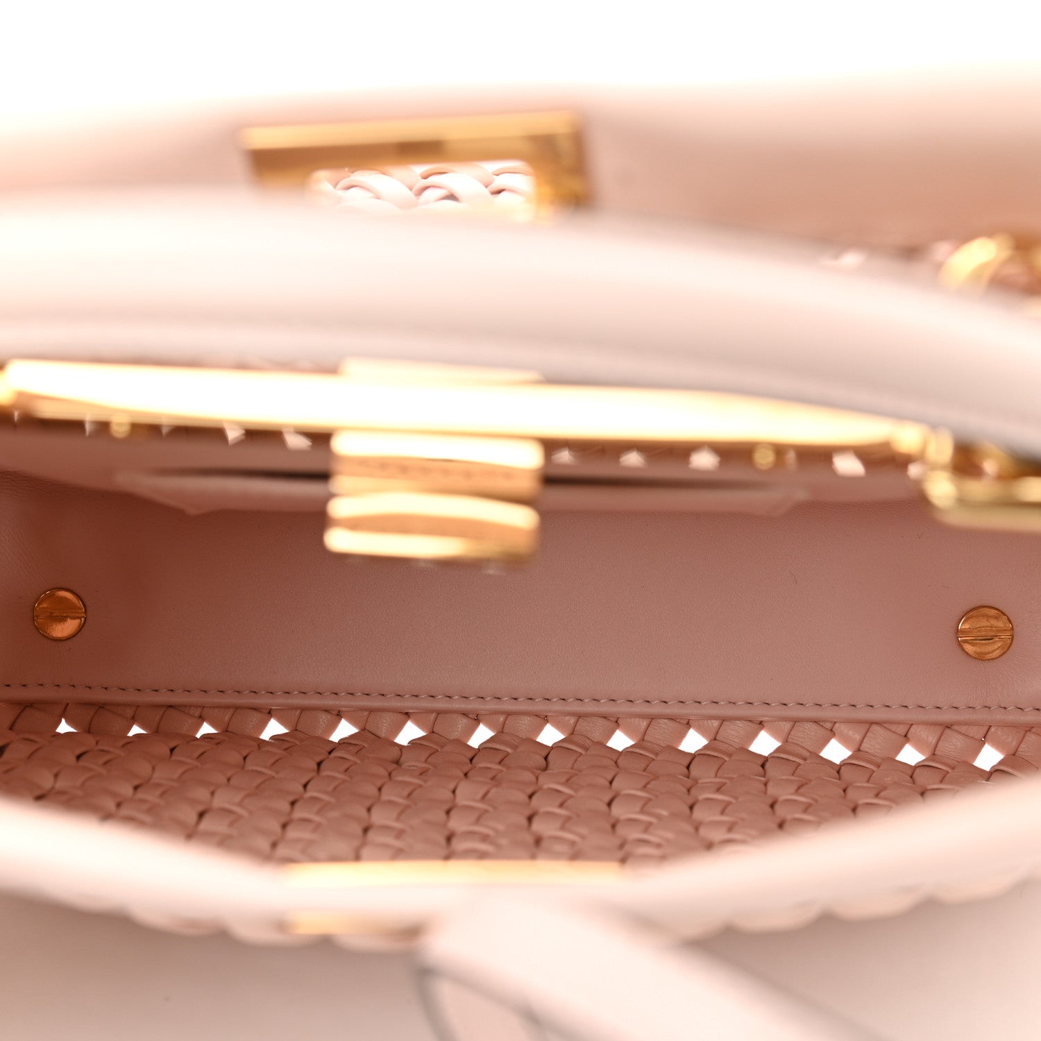 Fendi Nappa Woven Mini Peekaboo Iconic Satchel Rosa Confetto 5 of 10