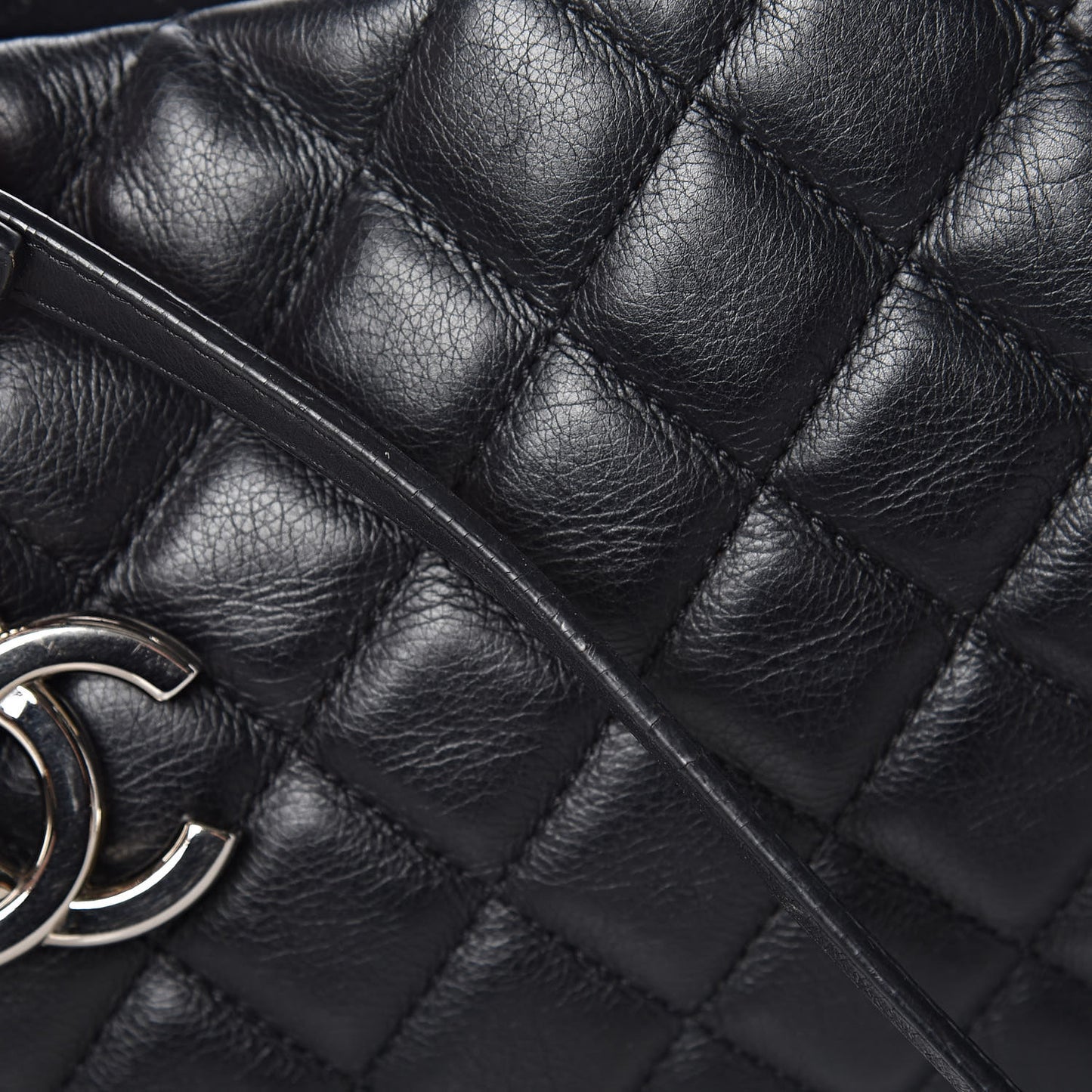 Calfskin Quilted Small Chic and Soft Shopping Tote Black