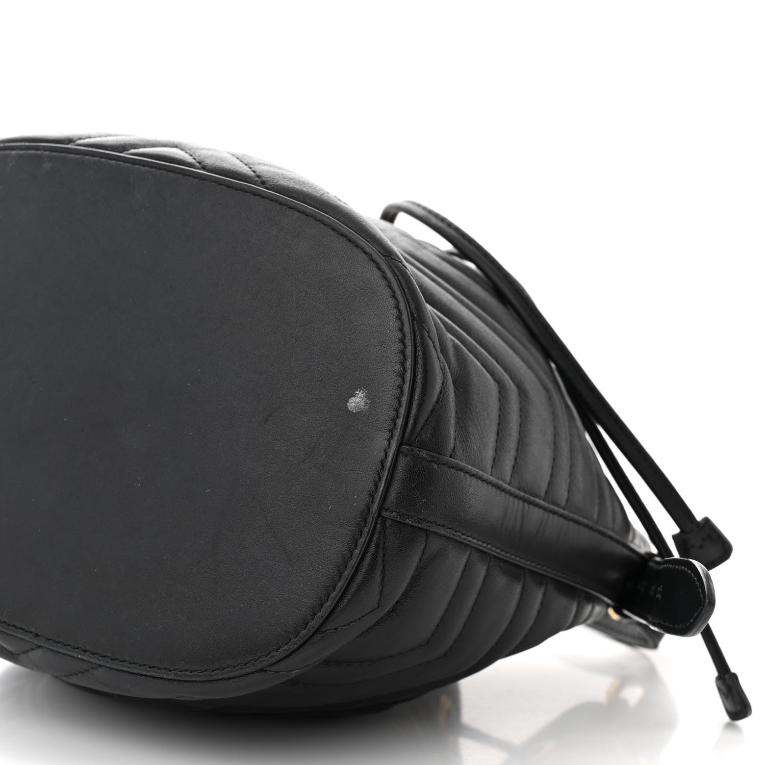 Gucci Calfskin Matelasse Sylvie Web GG Marmont Bucket Bag Black 9 of 15