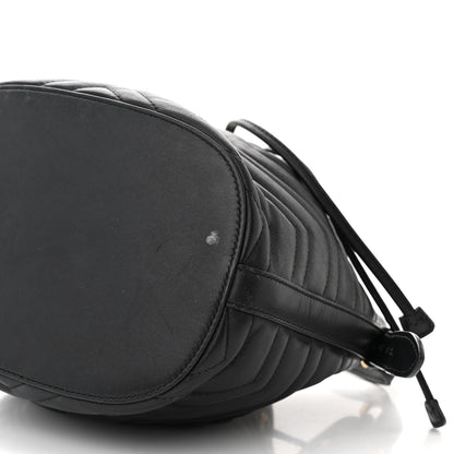 Gucci Calfskin Matelasse Sylvie Web GG Marmont Bucket Bag Black 9 of 15
