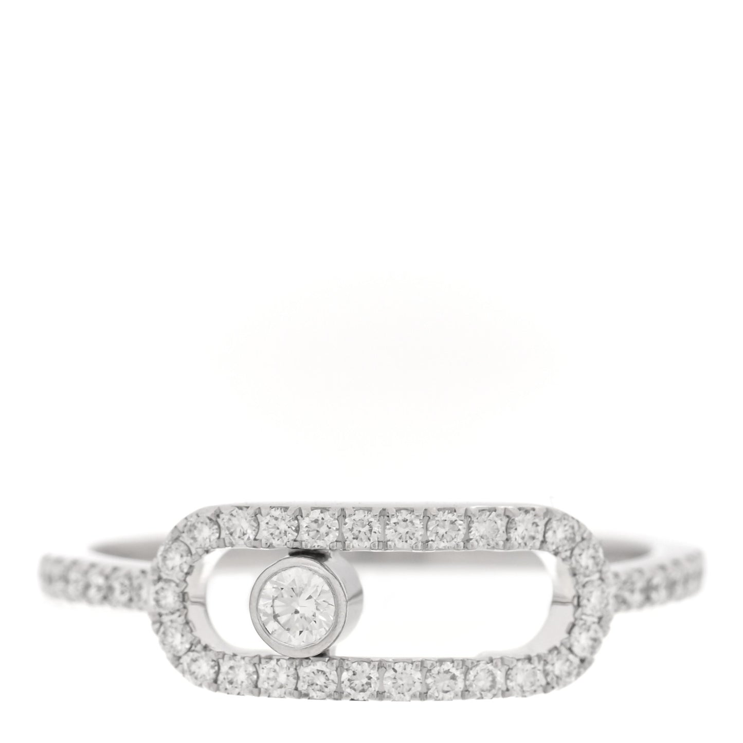 18K White Gold Diamond Large Move Uno Pave Ring 53 6.5