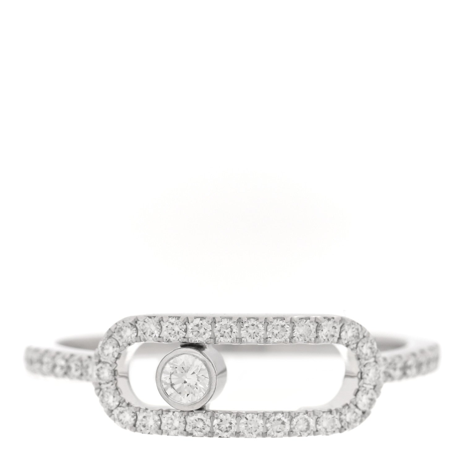 Messika 18K White Gold Diamond Large Move Uno Pave Ring 53 6.5 1 of 5