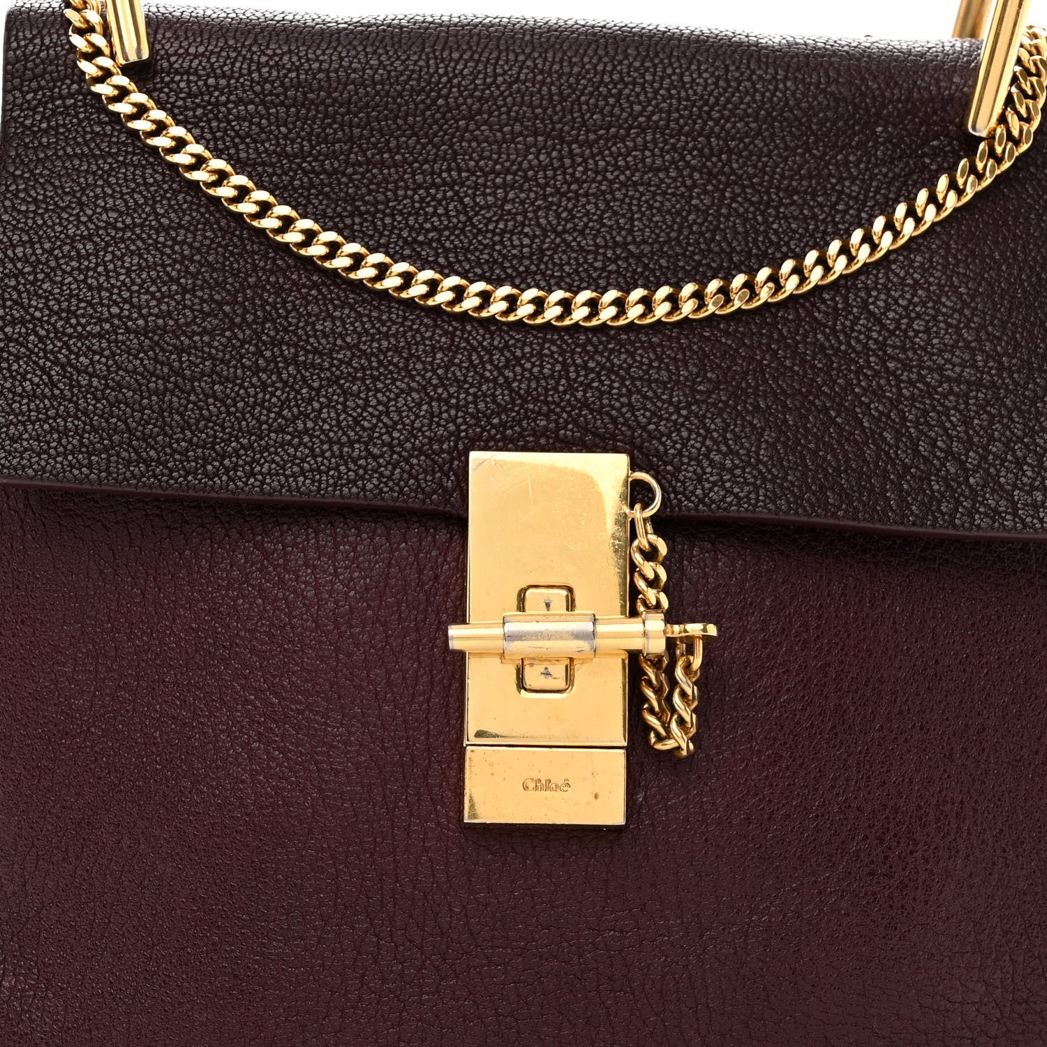 Chloe Goatskin Drew Shoulder Bag Burgundy 7 of 9