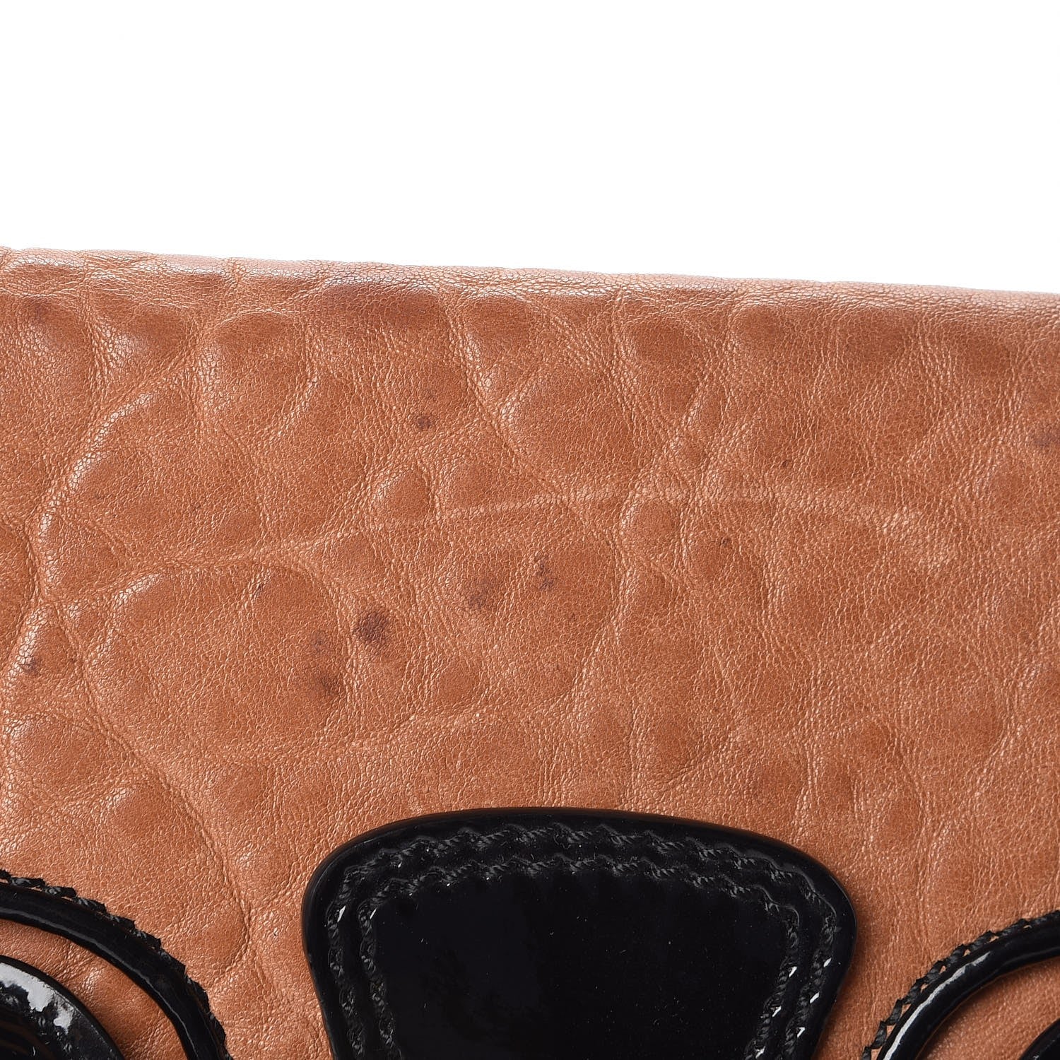 Fendi Nappa Patent B Bis Flap Bag Osso Black 14 of 17