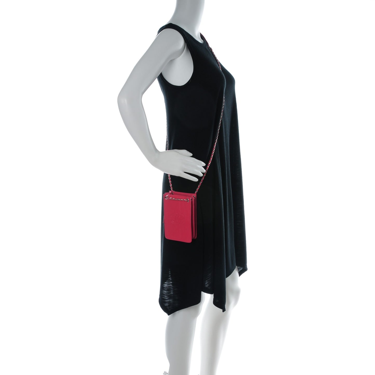 Patent Crossbody CC Phone Holder Dark Pink