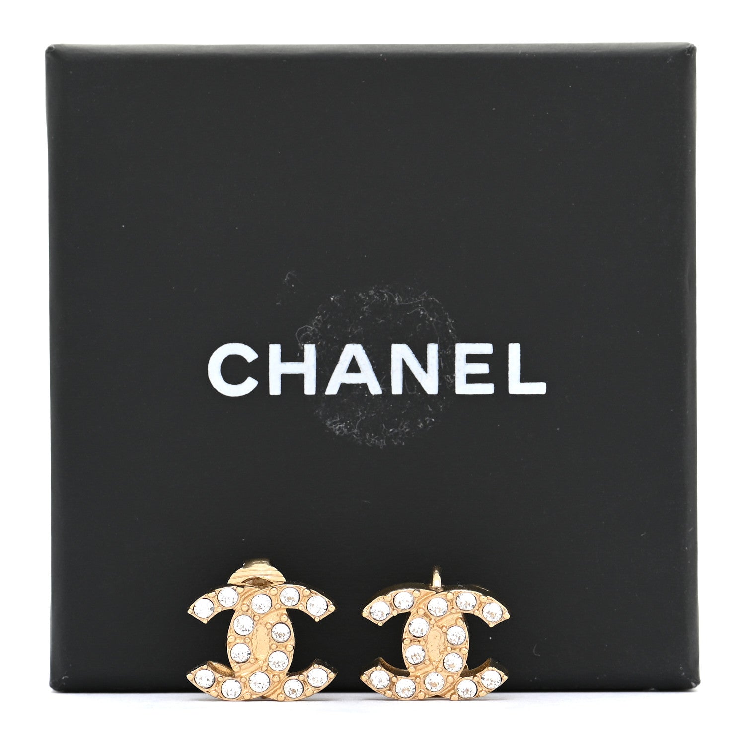 Chanel Crystal Studded CC Clip On Earrings Gold 5 of 5