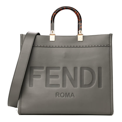Fendi Vitello King Plexiglass Logo Embossed Medium Fendi Sunshine Shopper Tote Moon 1 of 11