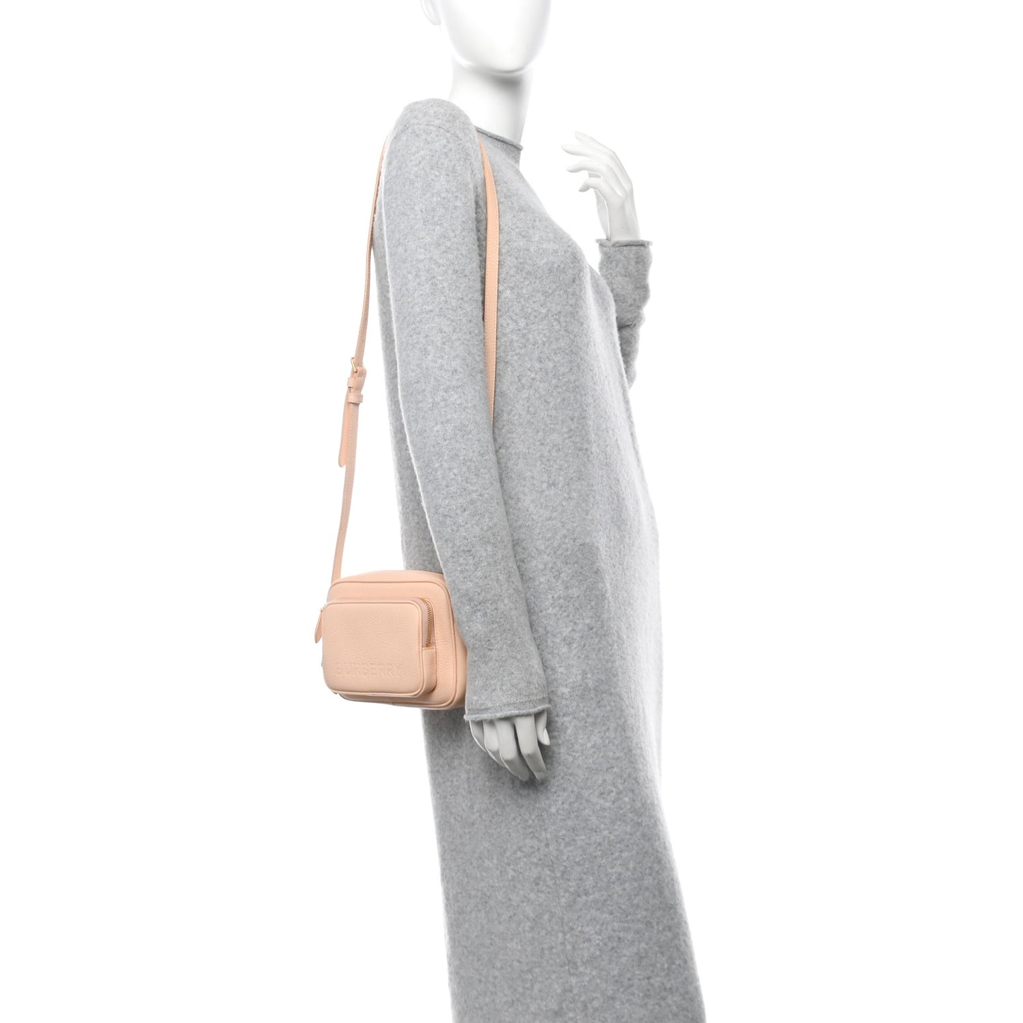 Grained Calfskin Small Camera Bag Peach Pink