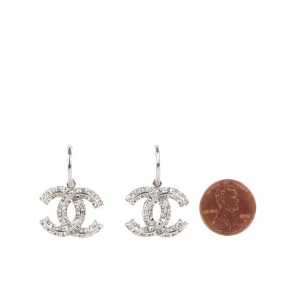 Chanel Baguette Crystal CC Drop Earrings Silver 2 of 5