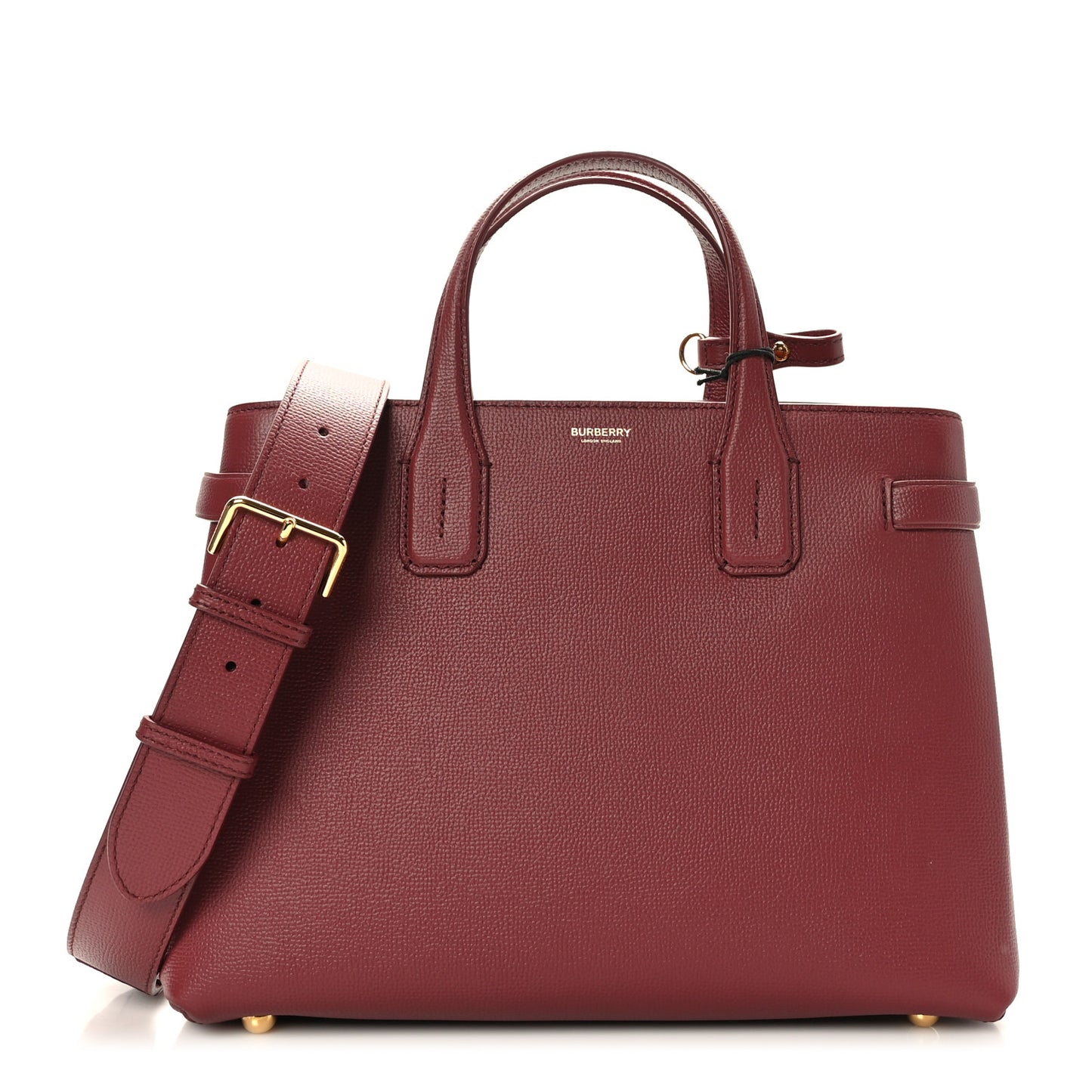 Grainy Calfskin House Check Medium Banner Tote Mahogany Red