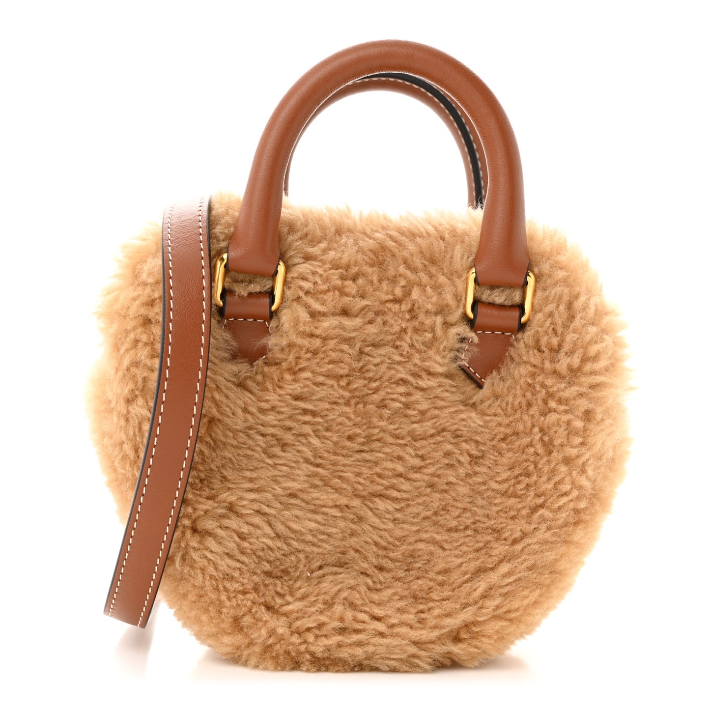 Calfskin Fluffy Shearling Bag Beige