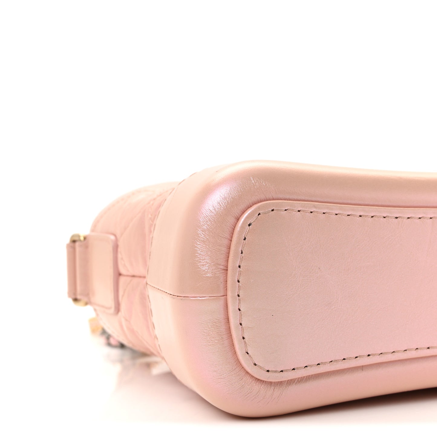 Iridescent Aged Calfskin Quilted Small Gabrielle Hobo Rose