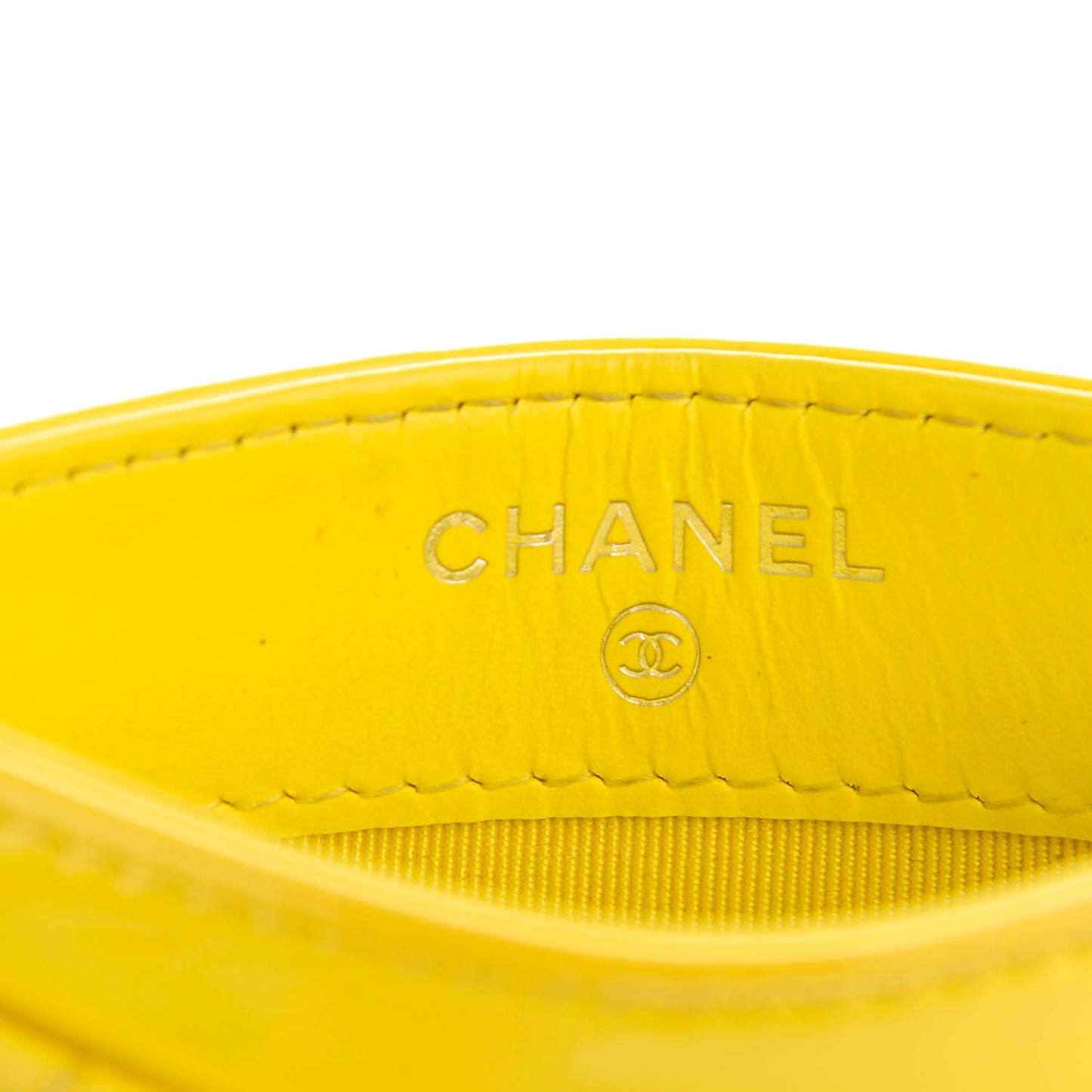 Patent Quilted Card Holder Yellow