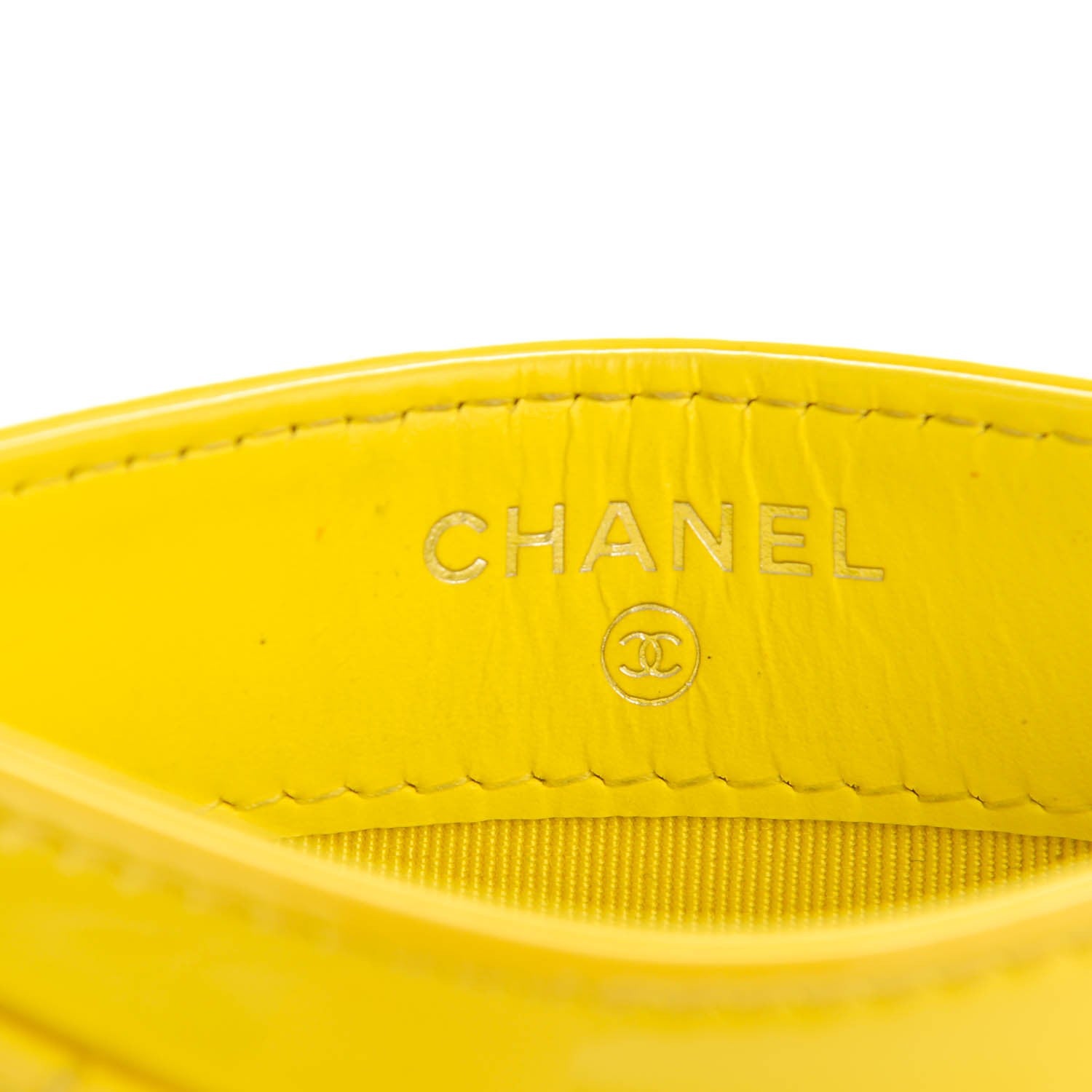 Chanel Patent Quilted Card Holder Yellow 7 of 8