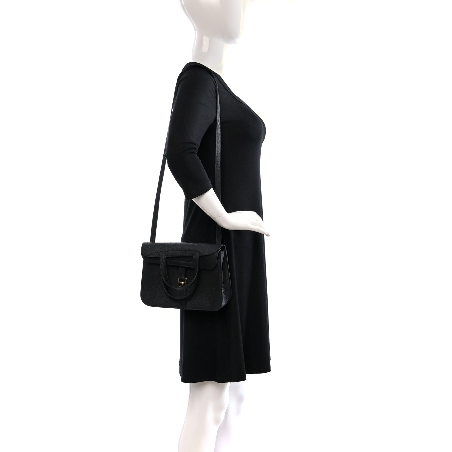 Hermes Taurillon Clemence Halzan 25 Black 2 of 10