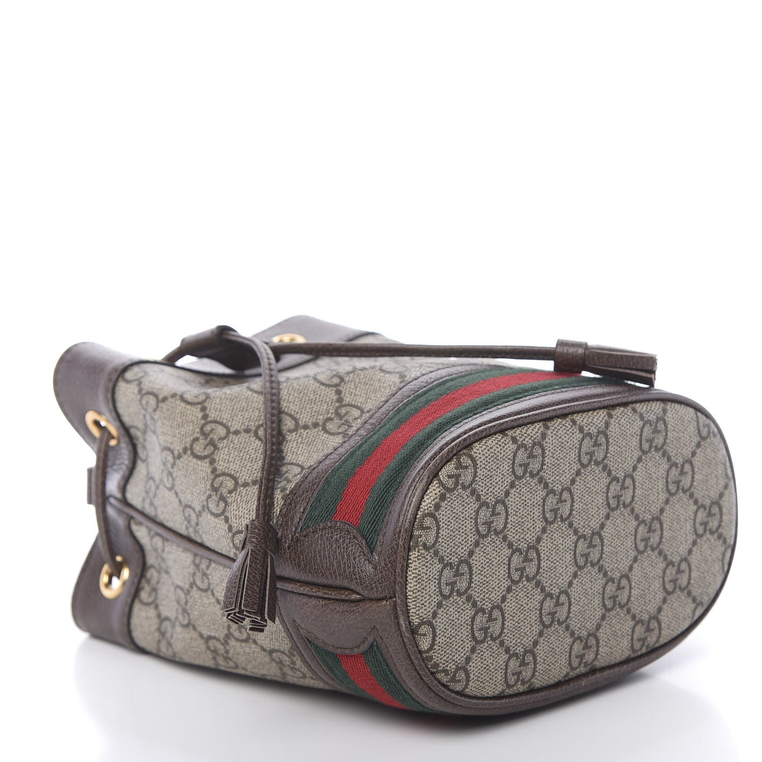 Gucci GG Supreme Monogram Web Mini Ophidia Bucket Bag Brown 4 of 10