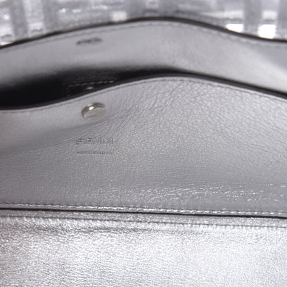 Fendi PVC Vitello Catalan Mirror Sequin FF Baguette Argento 7 of 12