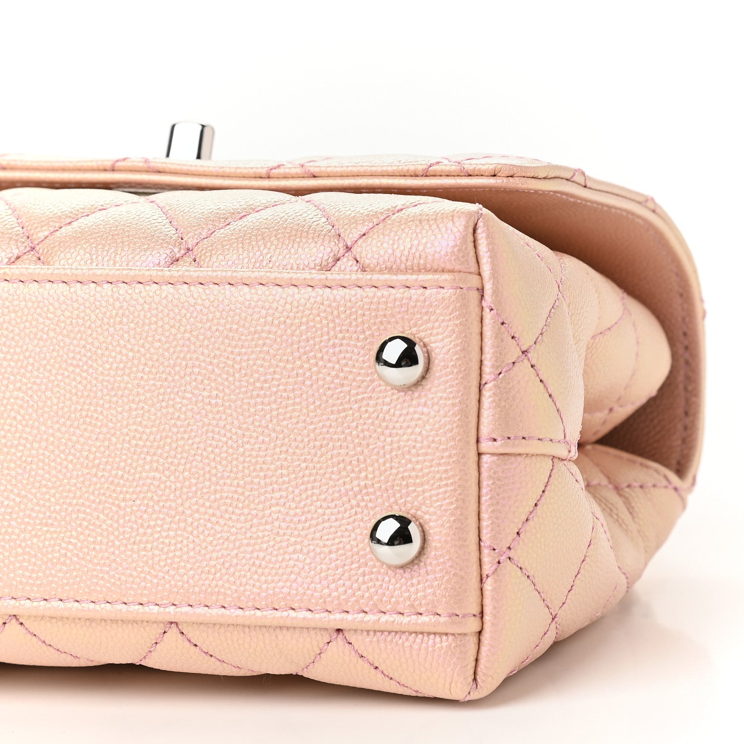 Chanel Iridescent Caviar Quilted Extra Mini Coco Handle Flap Light Pink 9 of 9