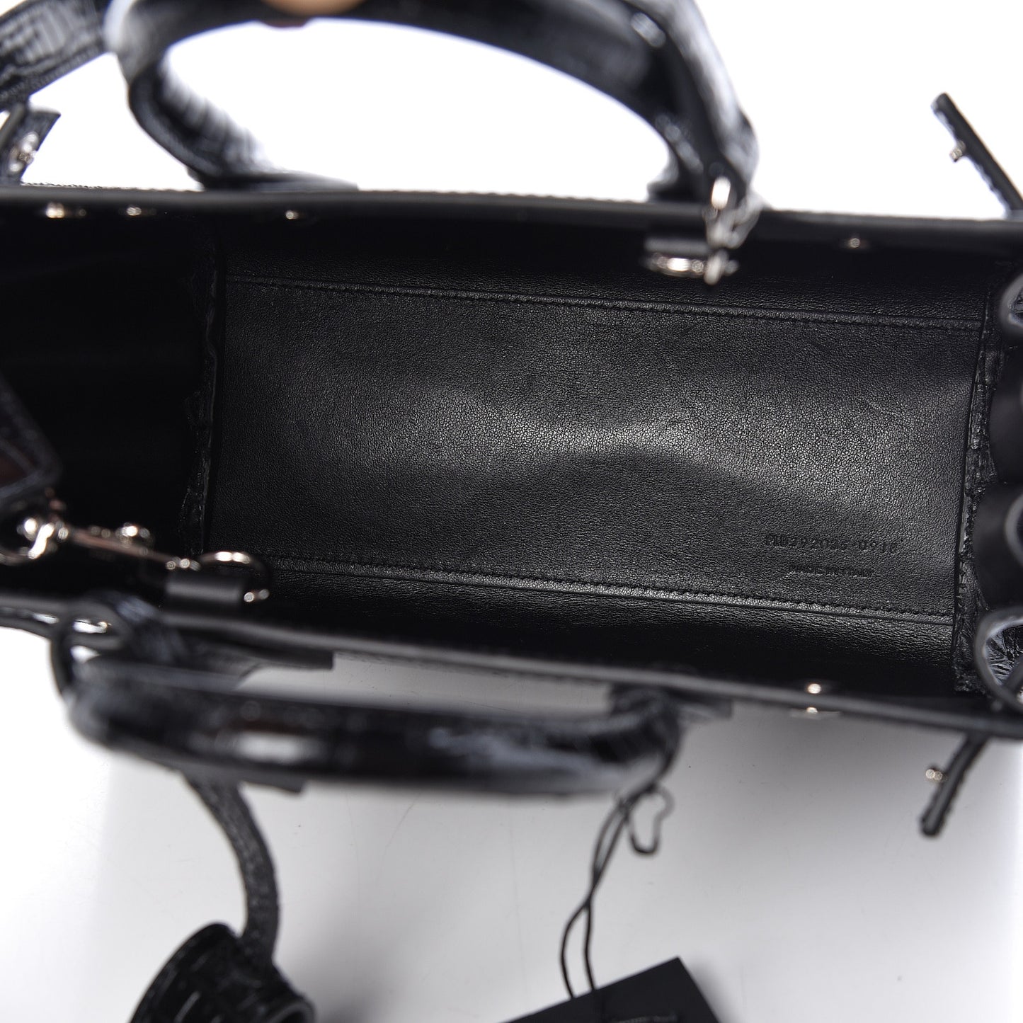 Calfskin Crocodile Embossed Nano Sac De Jour Black