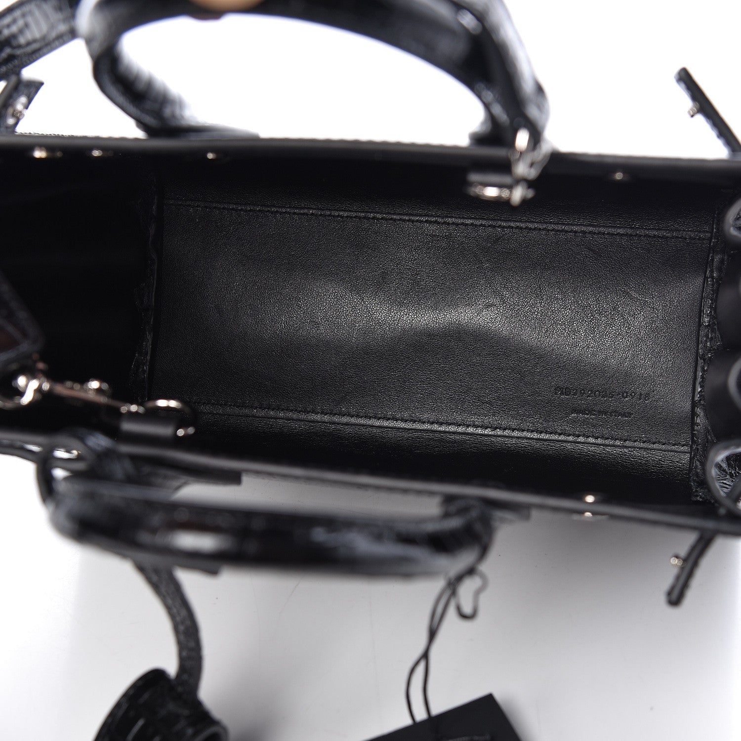 Saint Laurent Calfskin Crocodile Embossed Nano Sac De Jour Black 5 of 10