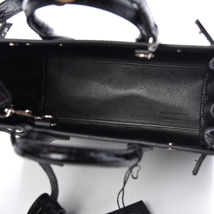 Saint Laurent Calfskin Crocodile Embossed Nano Sac De Jour Black 5 of 10