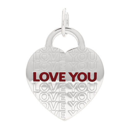 Tiffany Sterling Silver Enamel LOVE YOU Heart Pendant Red 1 of 4