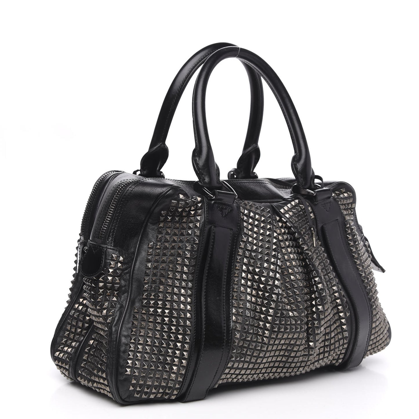 Prorsum Calfskin Studded Knight Satchel Black