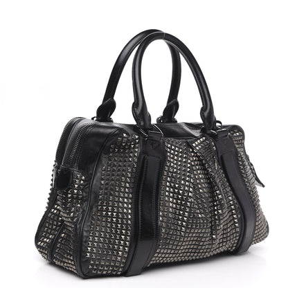 Burberry Prorsum Calfskin Studded Knight Satchel Black 3 of 14