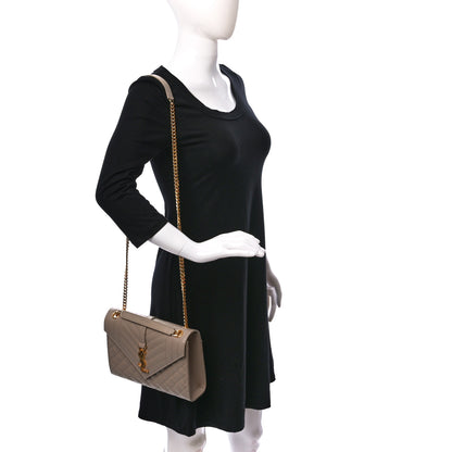 Saint Laurent Grain De Poudre Textured Mixed Matelasse Medium Triquilt Monogram Satchel Dark Beige 2 of 13