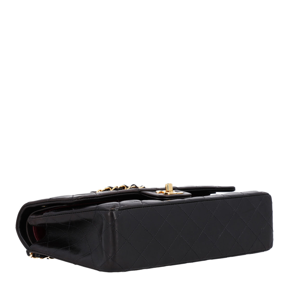 Lambskin Quilted Medium Double Flap Black