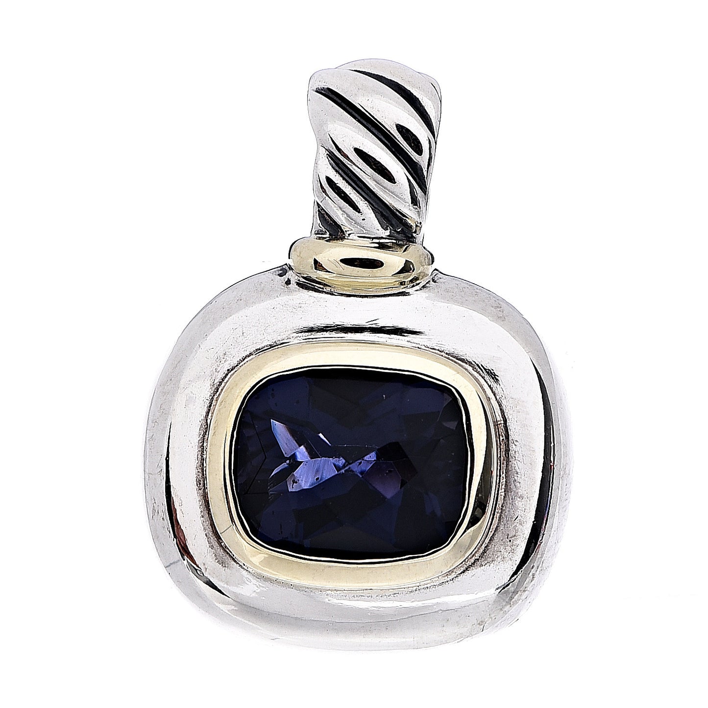 Sterling Silver 14K Yellow Gold Iolite Enhancer Pendant