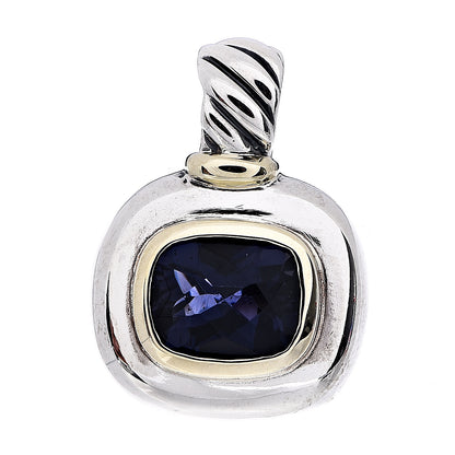 David Yurman Sterling Silver 14K Yellow Gold Iolite Enhancer Pendant 1 of 3