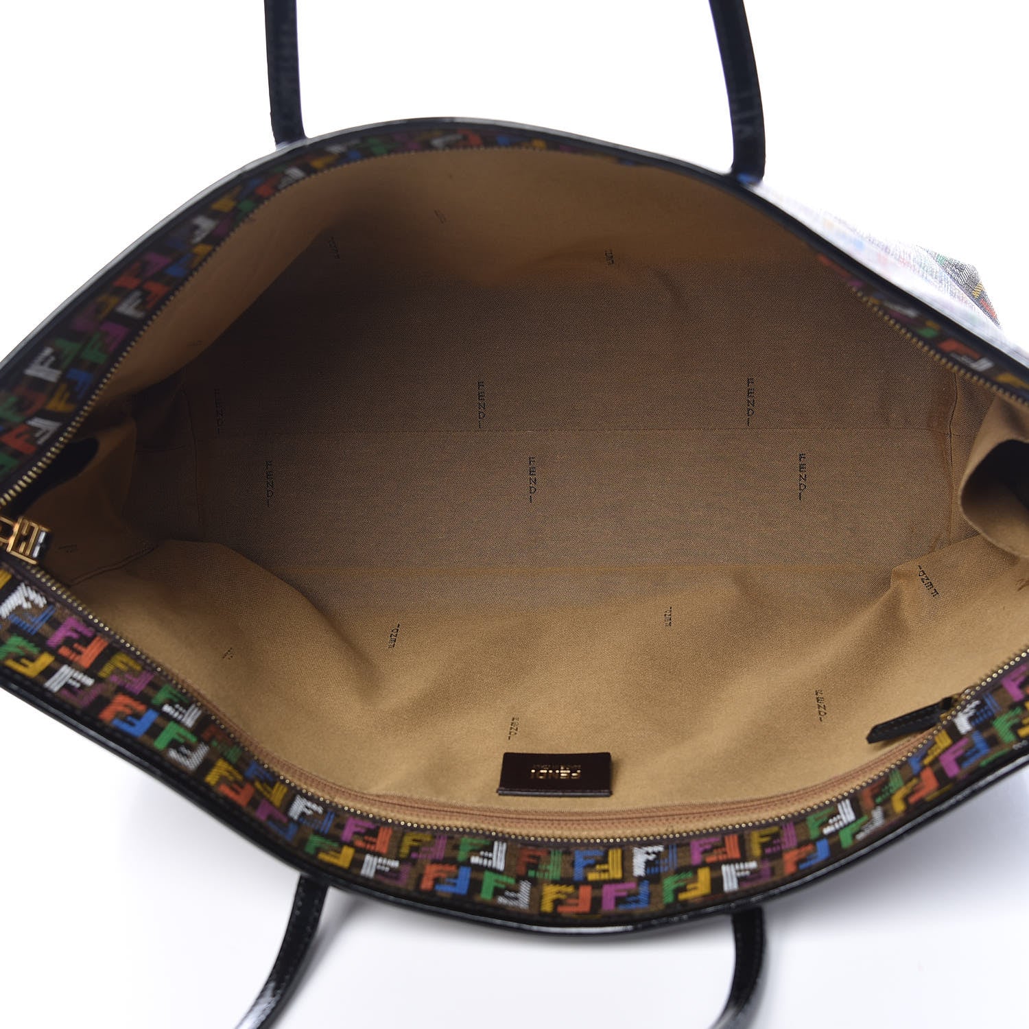 Fendi Zucca Spalmati Patent Zucchino Screen Print Medium Roll Tote Tobacco Multicolor Black 5 of 13