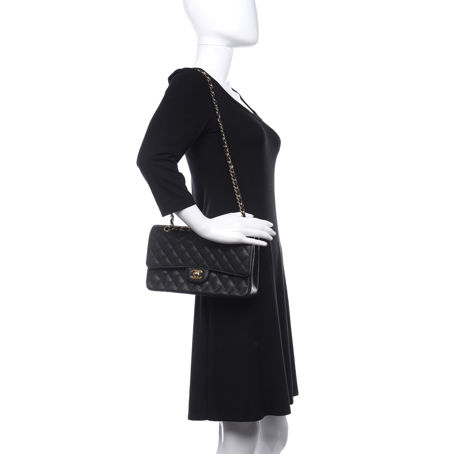 Chanel Caviar Quilted Medium Double Flap Black 2 of 9